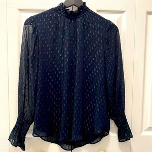 Ann Taylor Navy Blue Blouse with sequence Size - XXSP